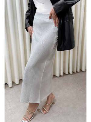 Salih Çelebi Gümüş Işıltılı Taş İşlemeli Etek