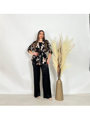 De White`s Bordo Büyük Beden Lü Bluzlu Pantolonlu Ceketli Takım