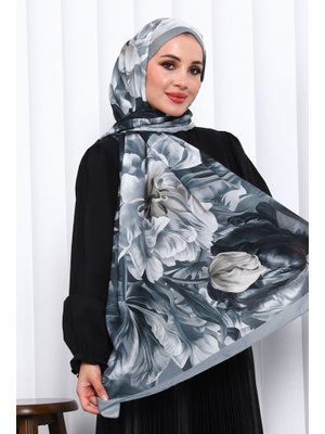 İmaj Butik Füme Desenli Soft Dijital Şal