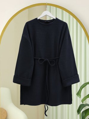 Podyumplus Laci Kolu Katlı Beli Bağlamalı Yırtmaçlı Selanik Tunik