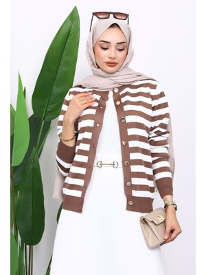 İmaj Butik Vizon Düğmeli Soğuk İplik Triko Hırka