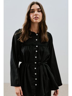 MANUKA Siyah Dokulu İşlemeli Gömlek