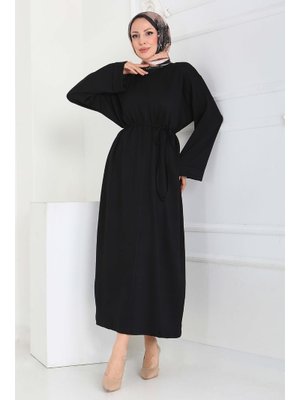 Tofisa Sıyah Siyah Double Kol Salaş Modal Elbise