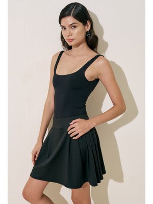 MANUKA Siyah Pile Detaylı Mayo Etek