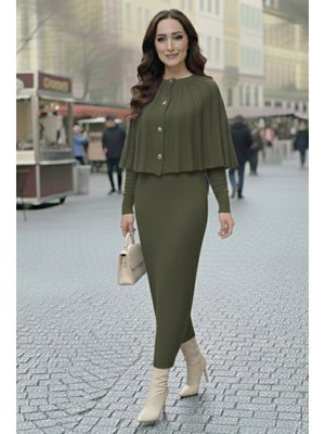 Benguen Haki Bolerolu Triko Elbise