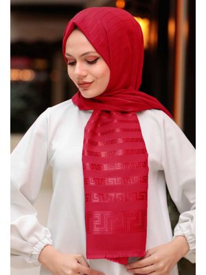 Neva Style Şerit Detaylı Bordo Şal 45912br