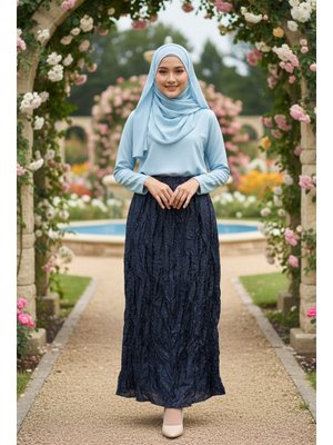 Neva Style Buruşuk Lacivert Etek 9227l