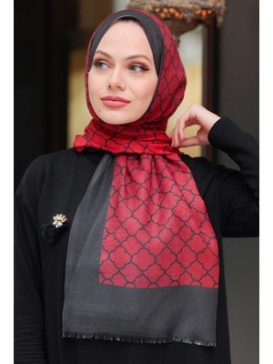 Neva Style Petek Desenli Bordo Şal 50172br