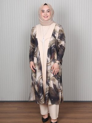 Moda Gazel Yeşil Desenli Takım