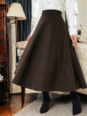 Podyumplus Kahve Fermuarlı Kaşe Çan Etek