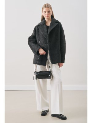 MANUKA Siyah Boucle Kruvaze Kaban