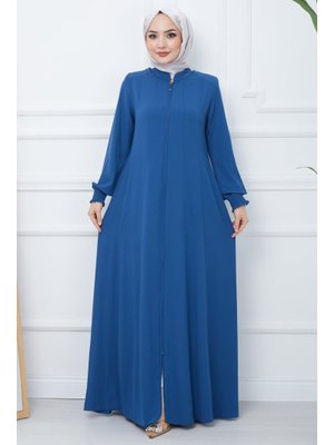 Hafsa Mina İndigo Parçalı Battal Beden Mevlana Ferace