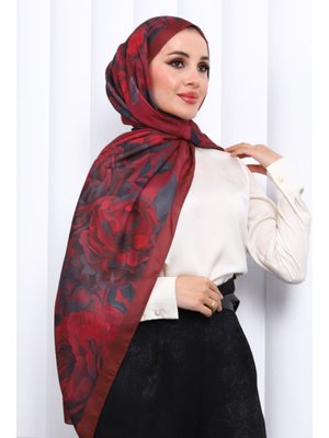 İmaj Butik Bordo Desenli Soft Dijital Şal