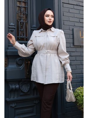 Neva Style Düğmeli Taş Gömlek 19028tas