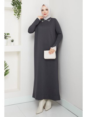 Pamuk Butik Kolu Dantelli Yaka Gömlek Elbise