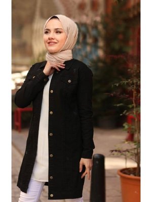 Pamuk Butik Siyah Denim Kot Ceket