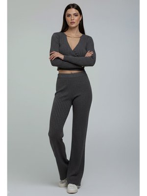 Tofisa Fume Füme Zincirli Crop Pantolon Kaşkorse Takım