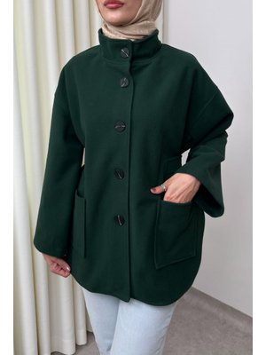 Salih Çelebi Zümrüt Yeşili Hakim Yaka Kaşe Ceket