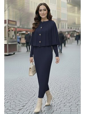 Benguen Lacivert Bolerolu Triko Elbise