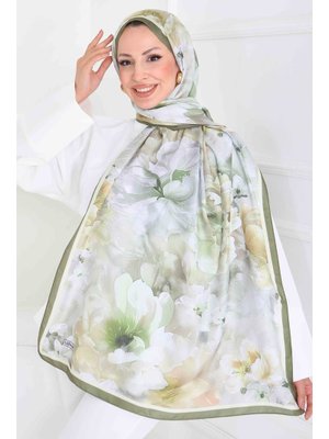 Tofisa Yesılı Yağ Yeşili Floral Whisper Serisi Pamuk Şal Yag