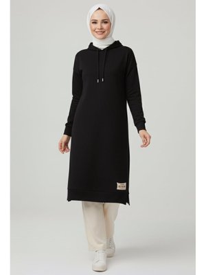 Tofisa Sıyah Siyah Armalı Vortex Yırtmaçlı Tunik