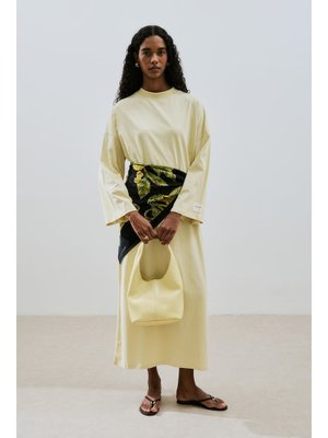 MANUKA Sarı Oversıze Uzun Rahat Elbise Soft