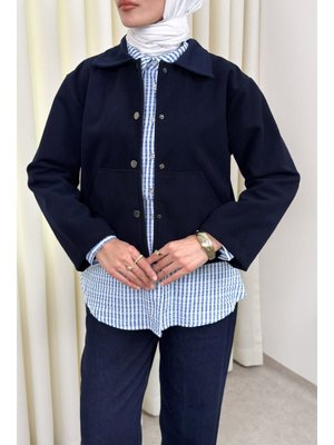 Salih Çelebi Lacivert Kanguru Cepli Ceket