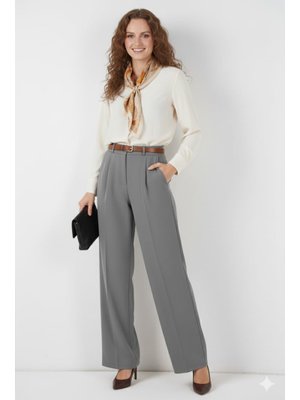 Benguen Gri Kemerli Pantolon