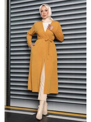 Tofisa Hardal Cepli Kemerli Uzun Hırka