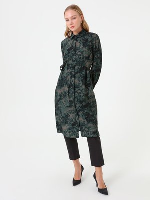 Refka Desenli Bağlamalı Tunik Yeşil