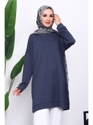 İmaj Butik Antrasit Bisiklet Yaka Modal Tunik