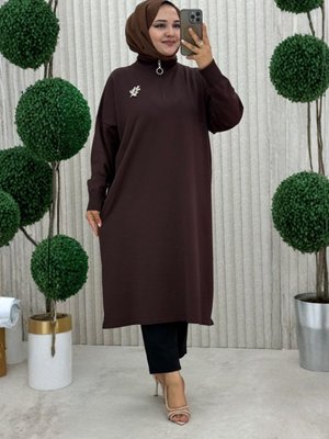 MODANURSEDA Kahverengi Kahve Tunik