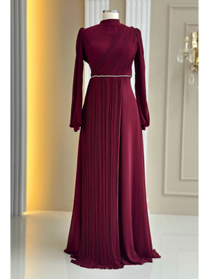 Amine Hüma Bordo Arin Abiye Elbise