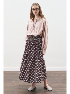 MANUKA Kahverengi Puantiyeli Beli Büzgülü Etek