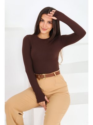 Tofisa Kahve Parmak Geçmeli Modal Bady