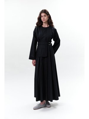 MANUKA Lacivert Cepli Kemer Detaylı Elbise