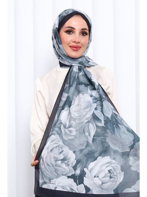 İmaj Butik Antrasit Desenli Soft Dijital Şal