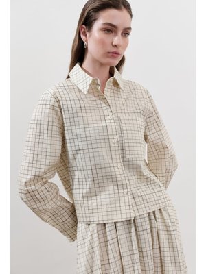 MANUKA Sarı Desenli Poplin Gömlek