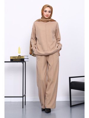 İmaj Butik Vizon Üst Ve Pantolonu Nervür Dikişli Selanik Takım
