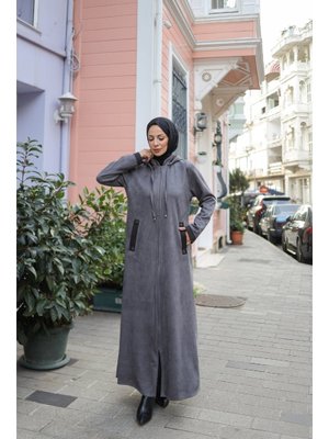 Kadeem Giyim Melina Süet Kapüşonlu Kap –