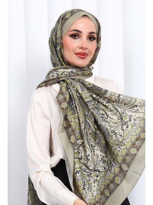İmaj Butik Haki Desenli Kraş Şal
