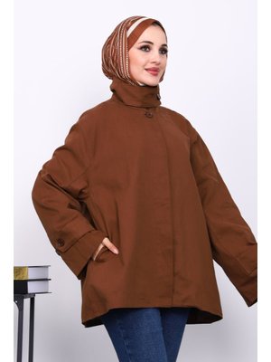 İmaj Butik Kahverengi Düğmeli Astarlı Gabardin Ceket
