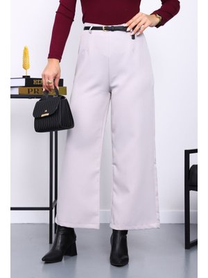 İmaj Butik Bej Kemerli Yan Fermuarlı Pantolon