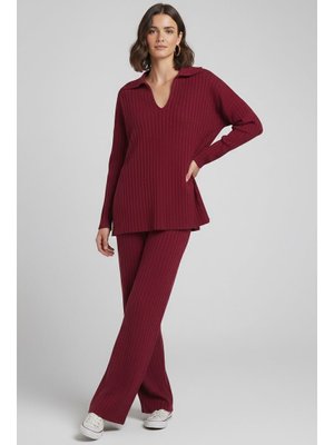 Tofisa Bordo Polo Yaka Fitilli Kaşkorse İkili Takım