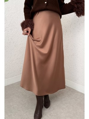 Salih Çelebi Camel A Kesim Saten Etek