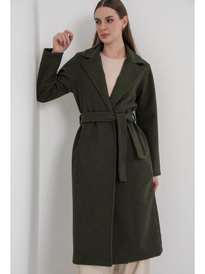 Bigdart Haki Kruvaze Yaka Kaşe Kaban