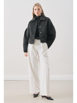 MANUKA Siyah Boucle Kısa Kaban