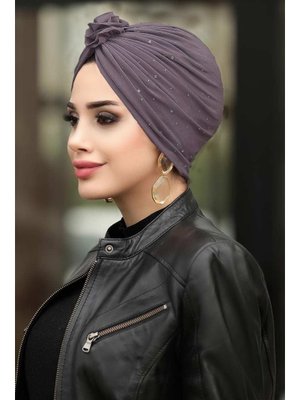 Neva Style Kar Yağdı Koyu Gül Kurusu Bone Şal 7527kgk