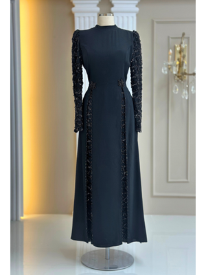 Amine Hüma Siyah Tusem Abiye Elbise