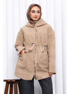 İmaj Butik Vizon Çırçıtlı Kuşaklı Kaşe Kaban